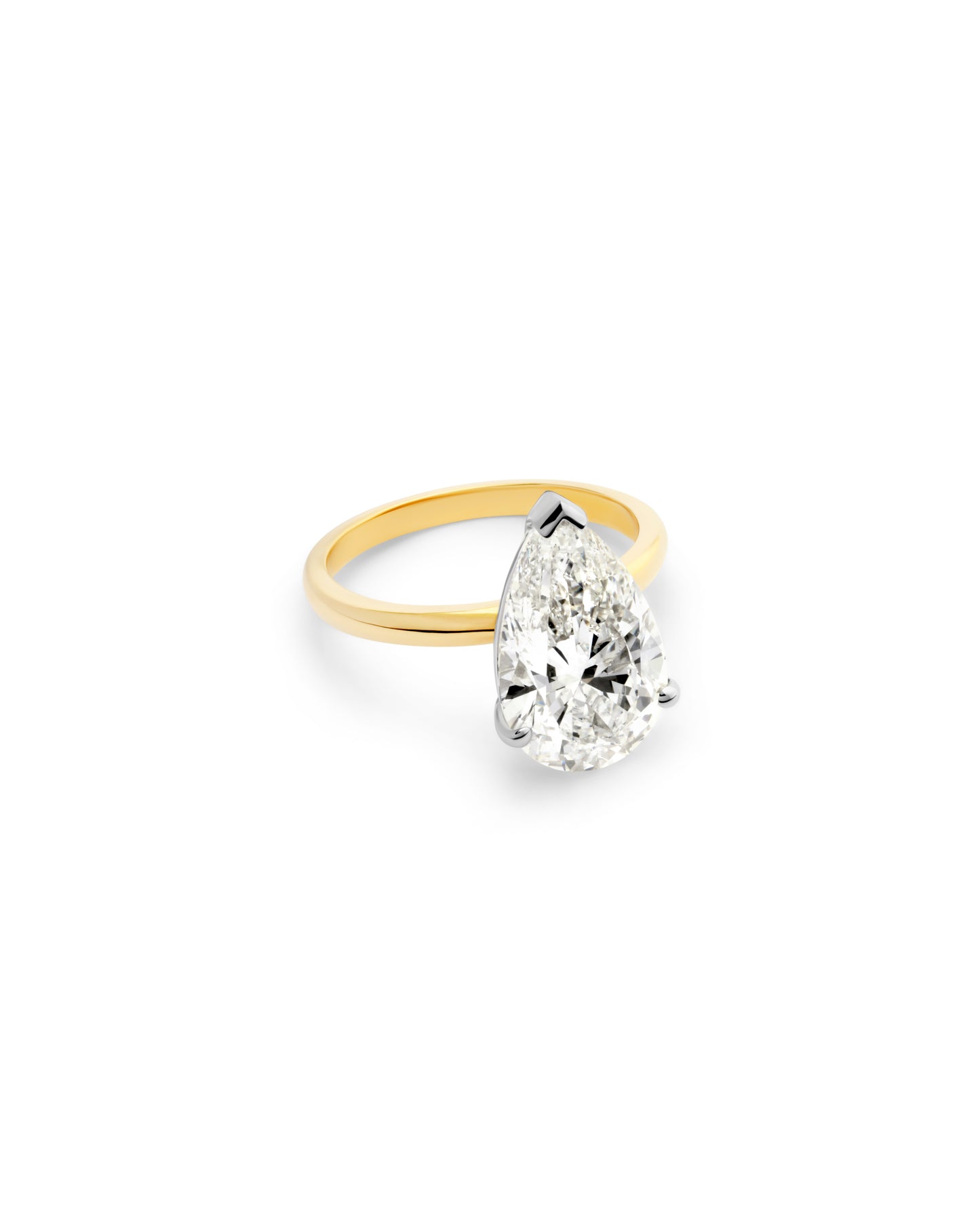 Pear-Shaped Diamond Solitaire Ring in Yellow Gold