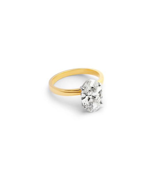 Oval-Cut Diamond Solitaire Ring in Yellow Gold