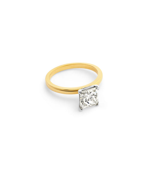 Princess-Cut Diamond Solitaire Ring in Yellow Gold